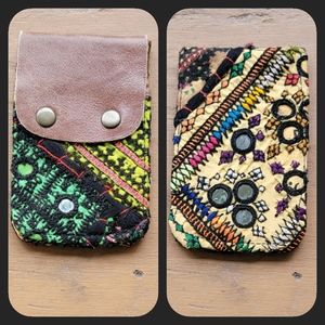 🌎👽 Free People Boho Embroidered Repurposed vtg banjara Wallet Card Case